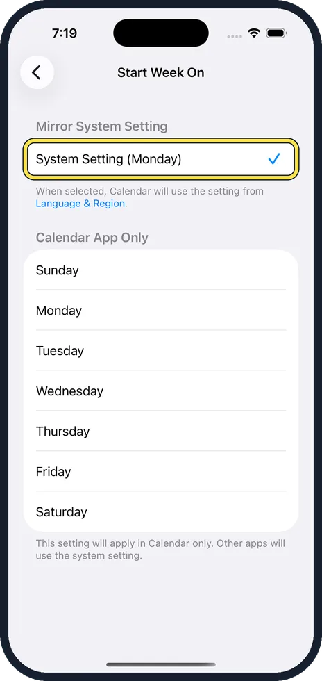 iPhone screen: See what is selected now