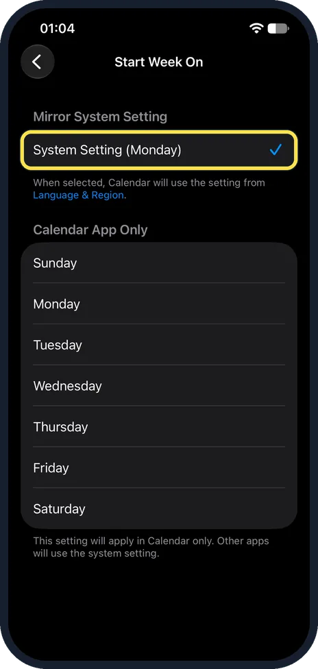 iPhone screen: See what is selected now