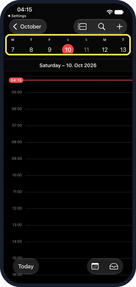 iPhone screen: Check the result in Calendar