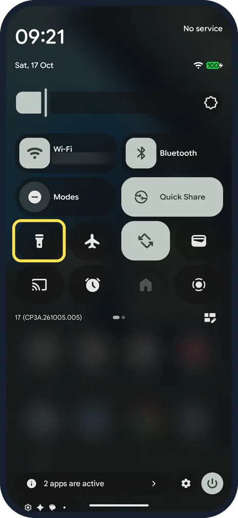 Android screenshot: Check the tile