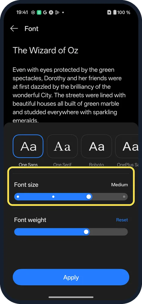 Android screenshot: Drag the slider