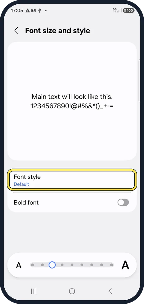 Android screenshot: Change the font style
