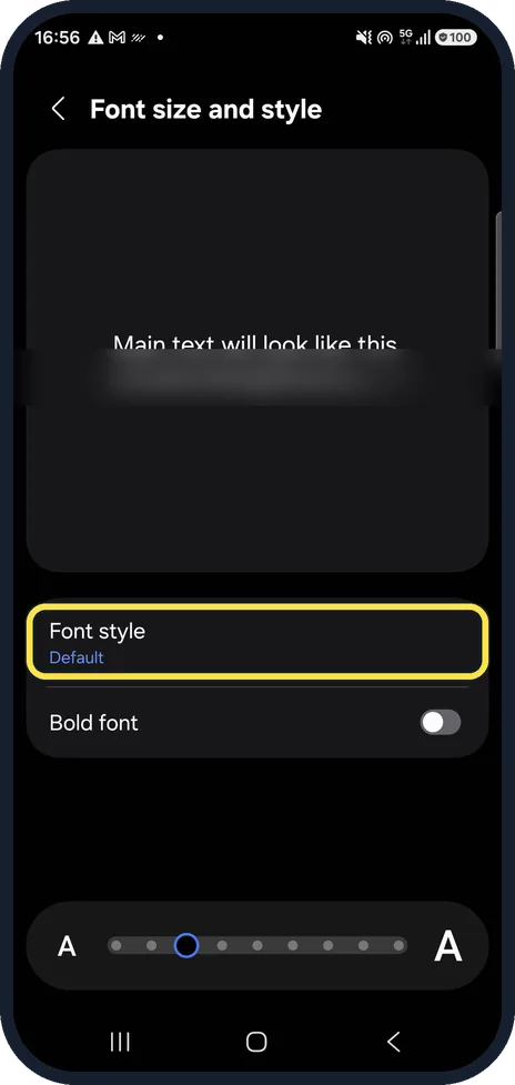 Android screenshot: Change the font style