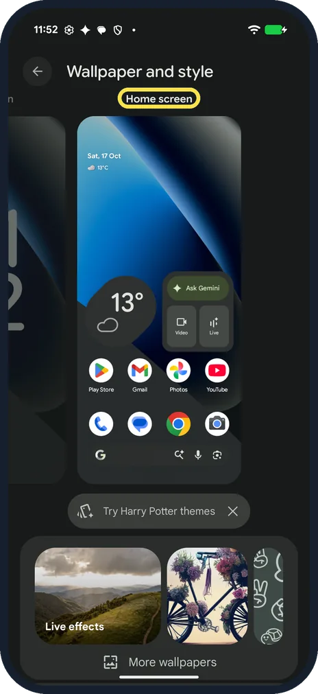 Android screenshot: Go to Home screen