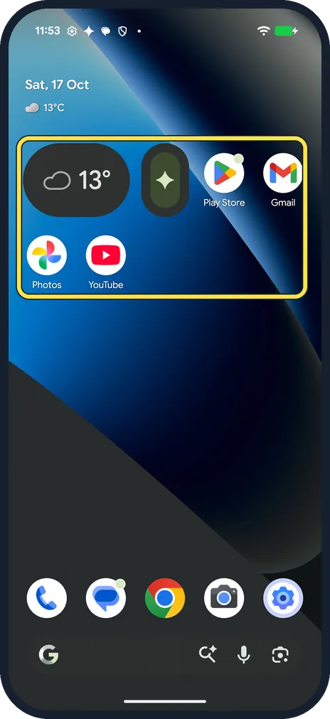 Android screenshot: Check the home screen