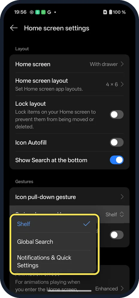 Android screenshot: What swipe down opens