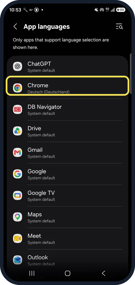 Android screenshot: Check what changed