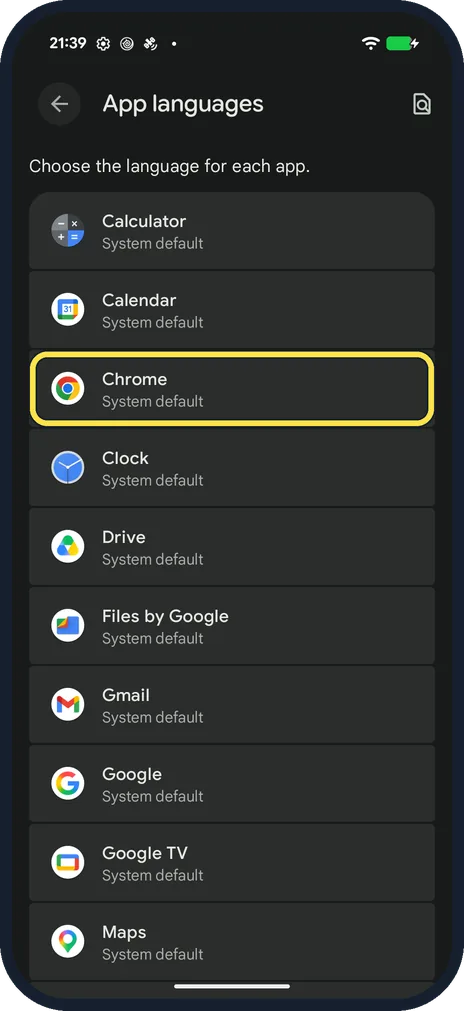 Android screenshot: Tap the app