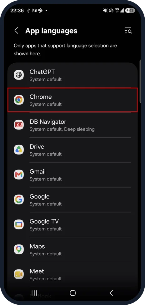 Android screenshot: Samsung Galaxy: tap the app