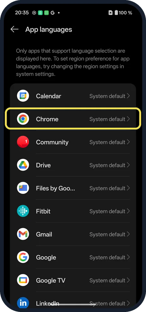 Android screenshot: One app: tap the app