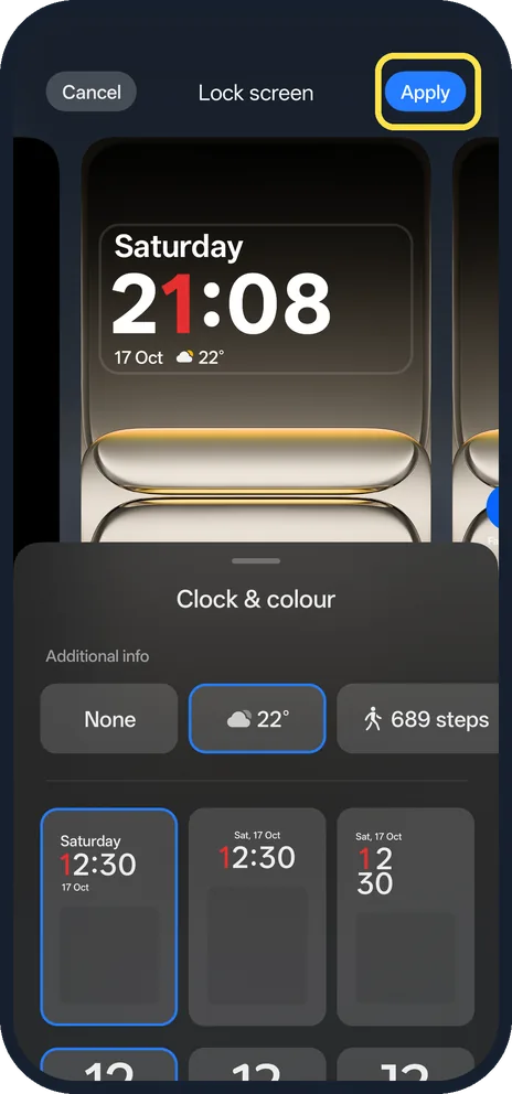 Android screenshot: Apply or Cancel
