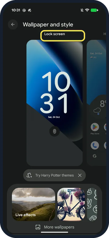 Android screenshot: Open Wallpaper and style