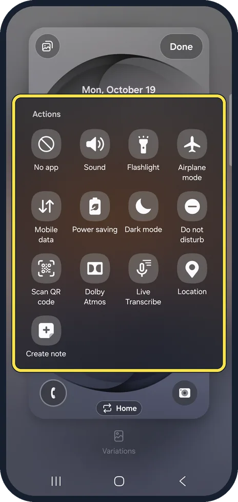 Android screenshot: Pick an action