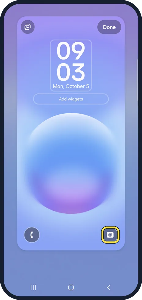 Android screenshot: Change the right shortcut the same way