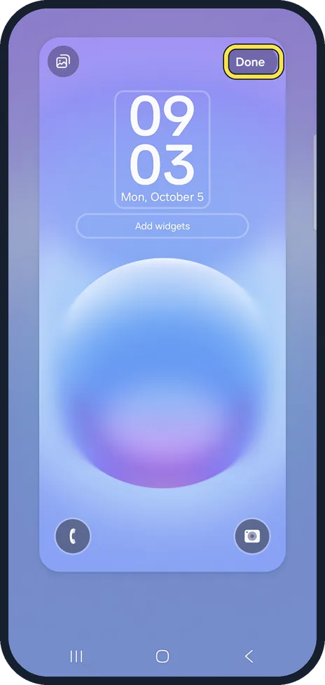 Android screenshot: Tap Done