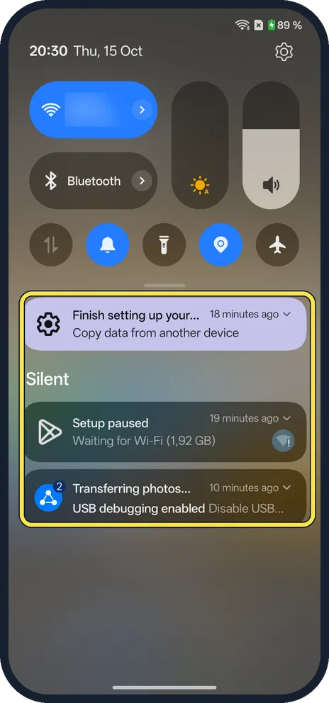 Android screenshot: Check the Classic pull-down