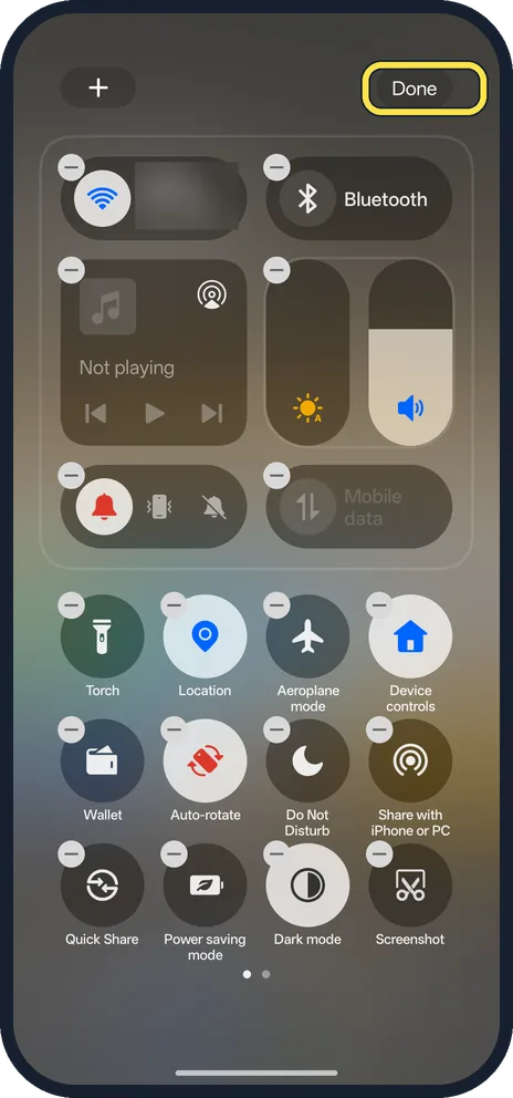 Android screenshot: Remove, add or move tiles