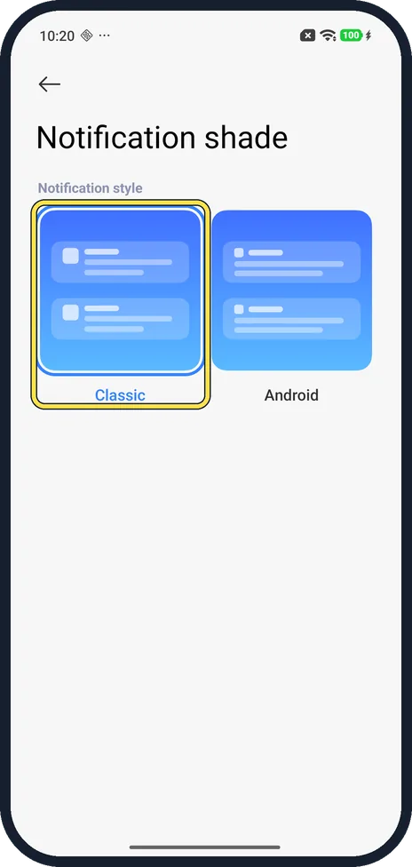 Android screenshot: Tap Classic