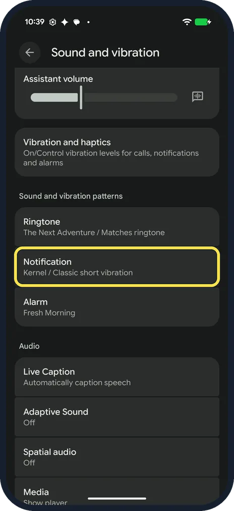 Android screenshot: Tap Notification