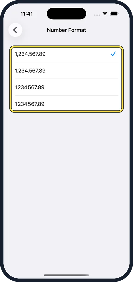 iPhone screen: Tap a format
