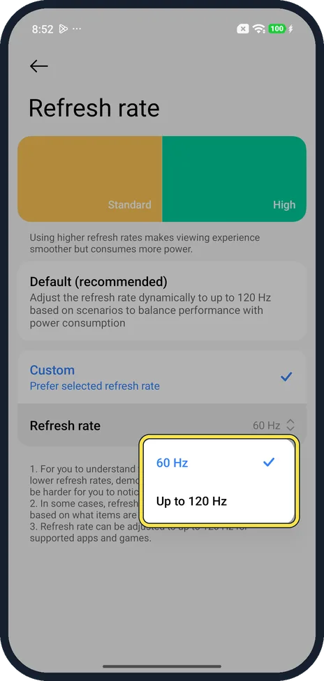 Android screenshot: Pick the rate