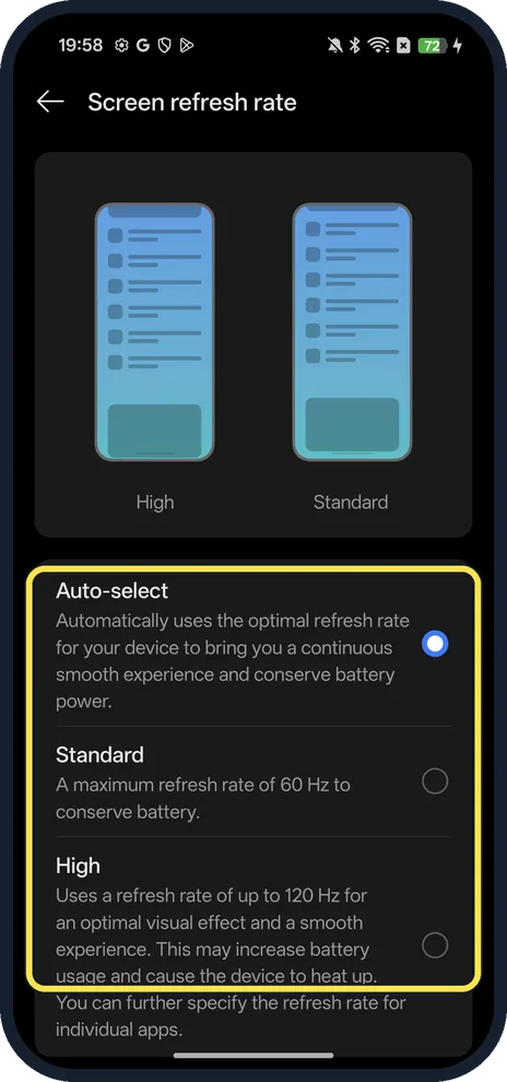 Android screenshot: Pick a rate