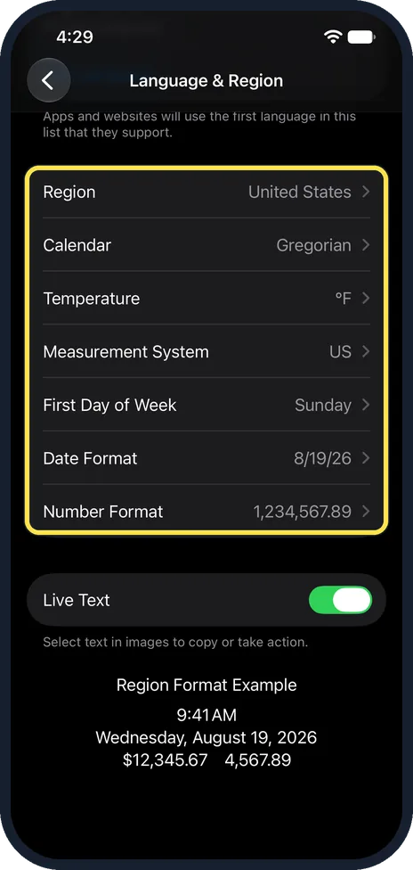 iPhone screen: Know what changing the region does