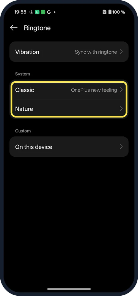 Android screenshot: Pick a sound
