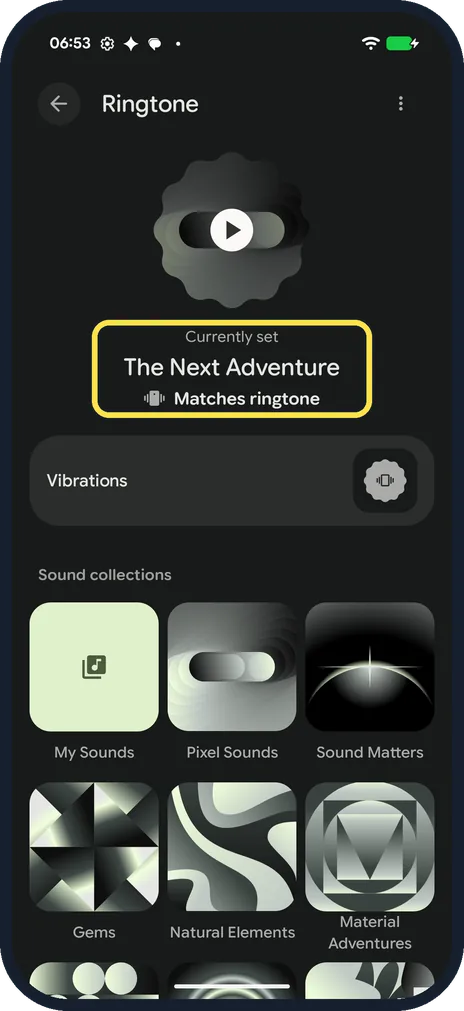 Android screenshot: See what is set now