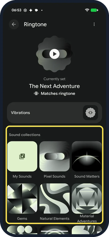 Android screenshot: Open a sound collection