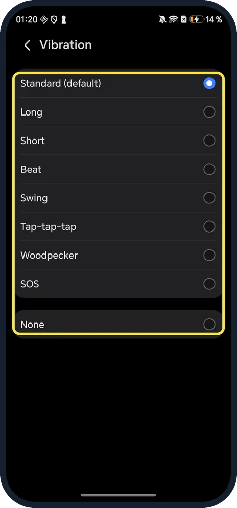 Android screenshot: Pick a pattern