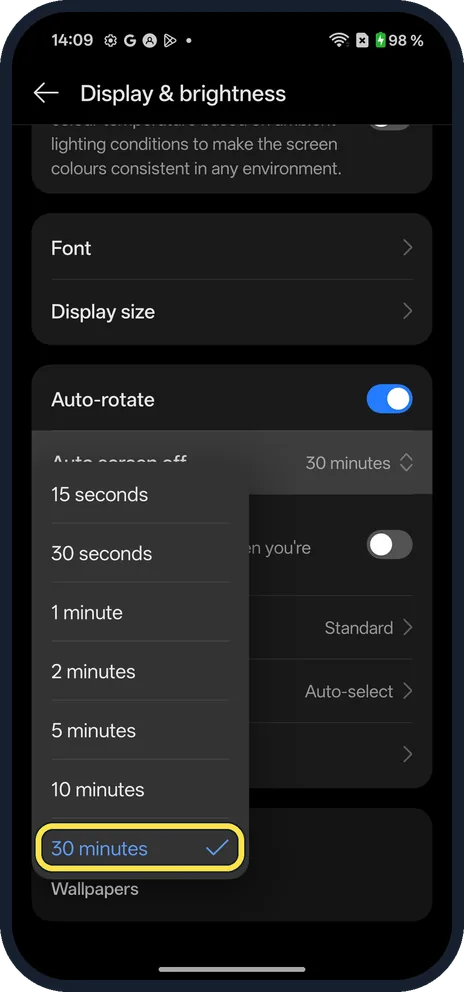 Android screenshot: Check the tick