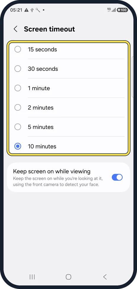 Android screenshot: Pick a time