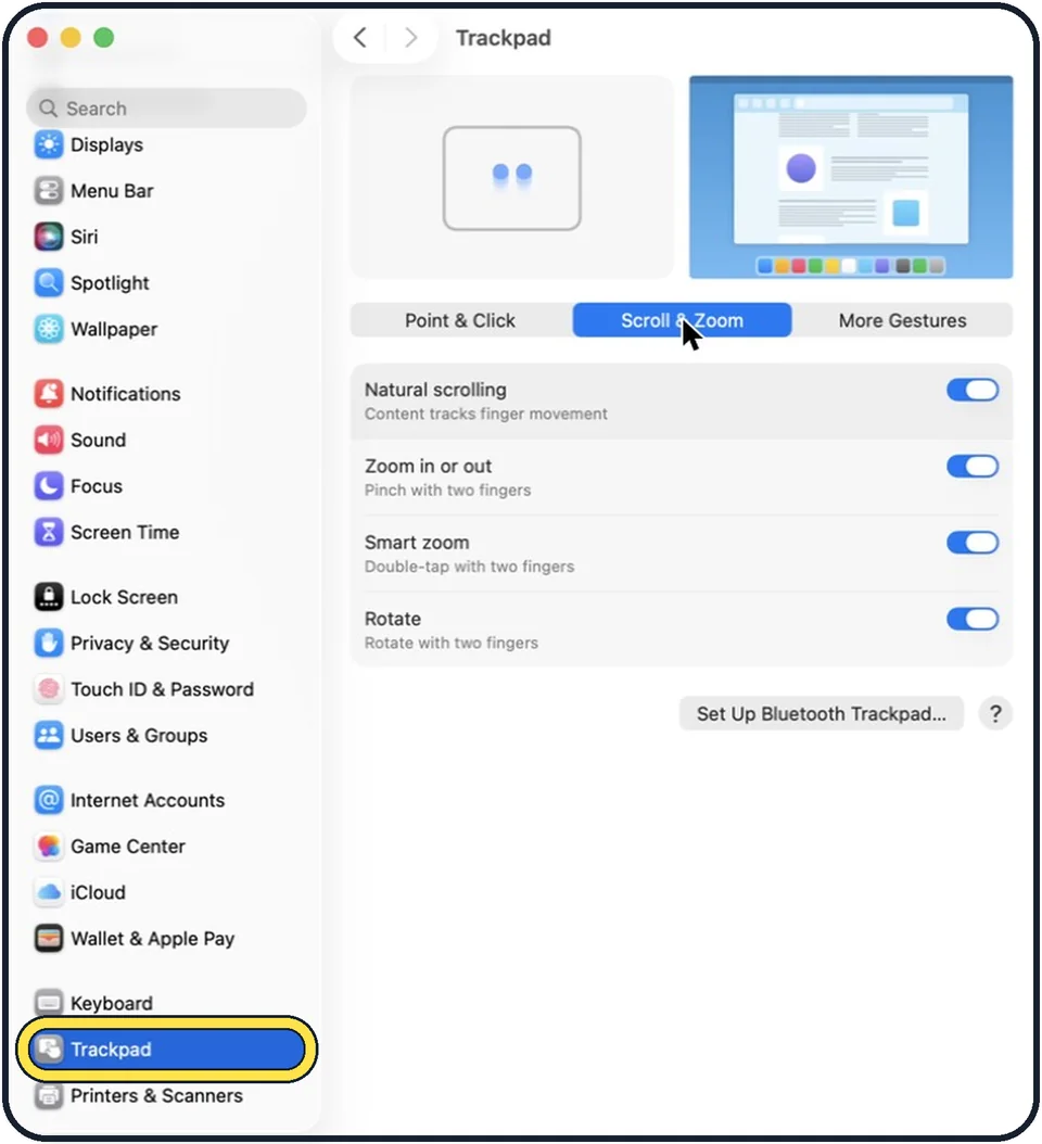 Screenshot from the guide: How to change the scroll direction on a Mac