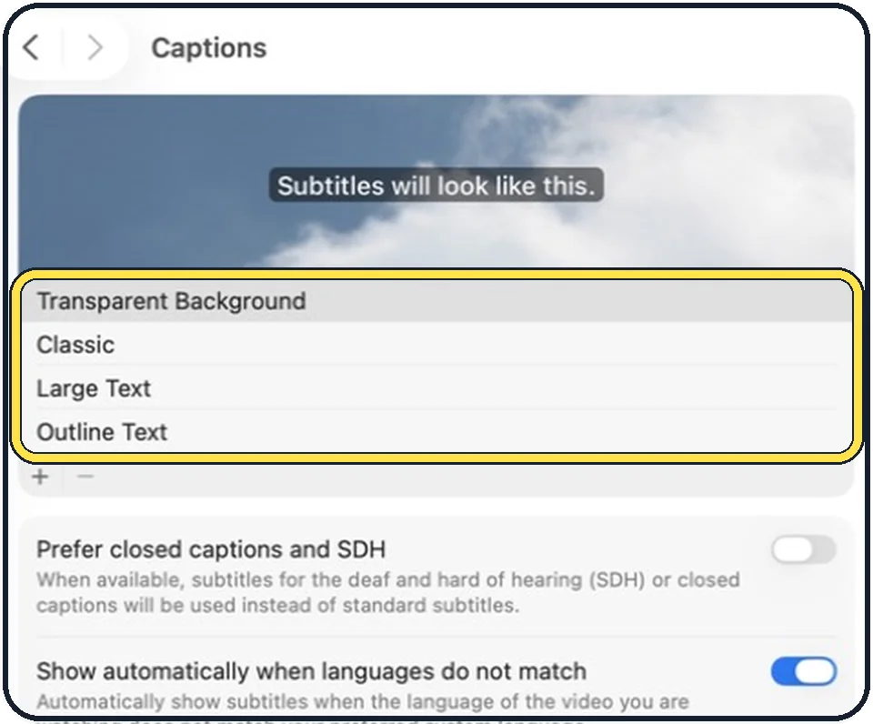 Mac screenshot: Click a style
