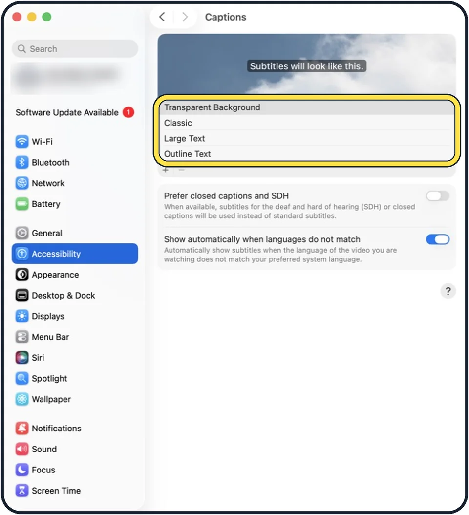 Mac screenshot: Click a style