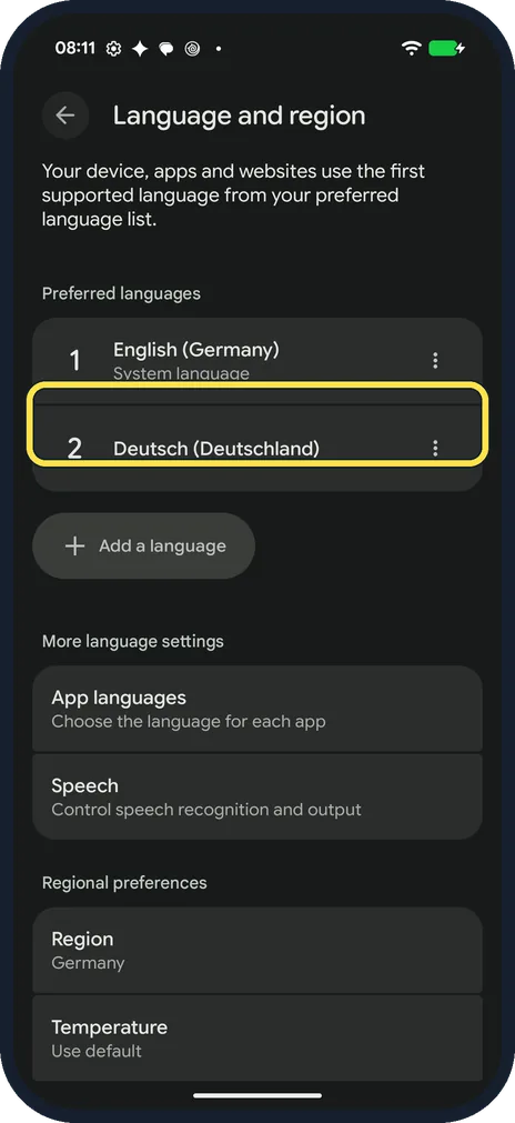 Android screenshot: It is added as number 2