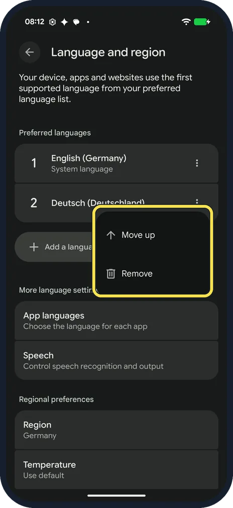 Android screenshot: Move it to the top