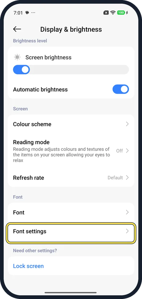 Screenshot from the guide: How to change the text size and font on a Xiaomi phone (HyperOS 3)