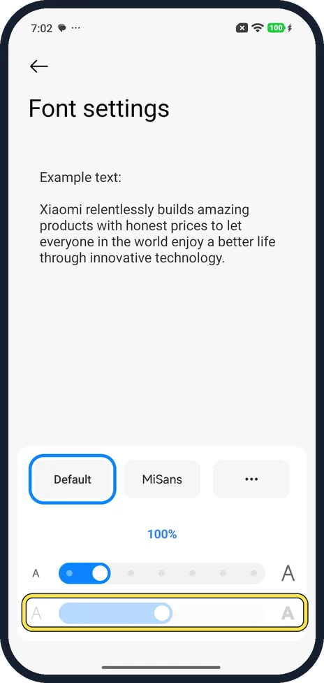Android screenshot: Make letters bolder