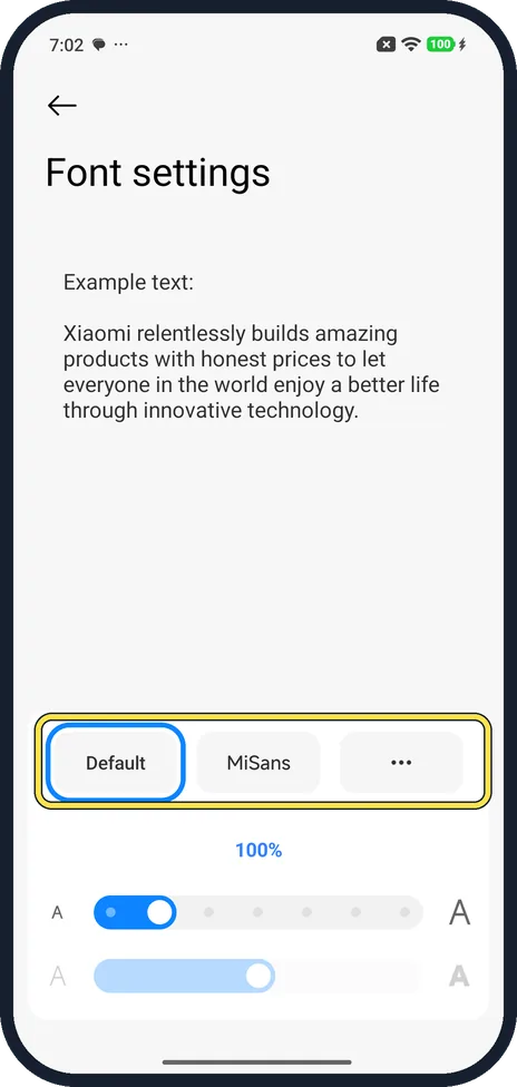 Android screenshot: Pick a font