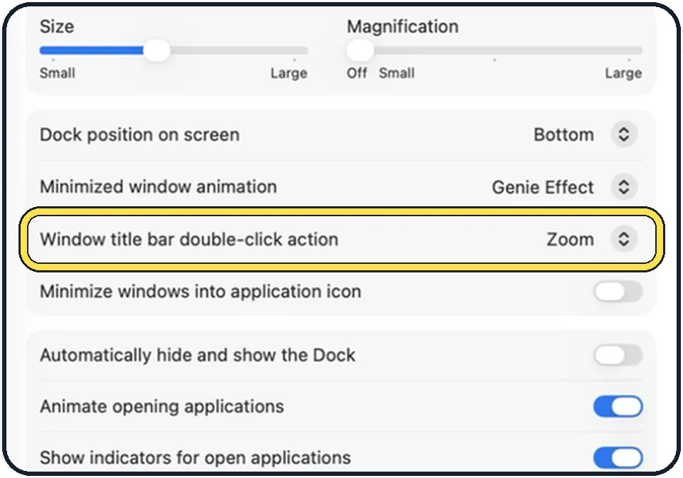 Mac screenshot: Choose the action