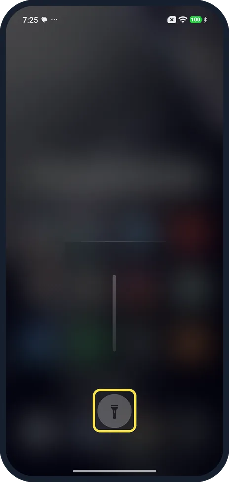 Android screenshot: Touch and hold Torch