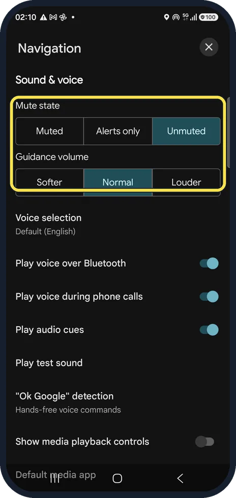 Screenshot from the guide: How to change the voice or mute voice navigation in Google Maps on Android