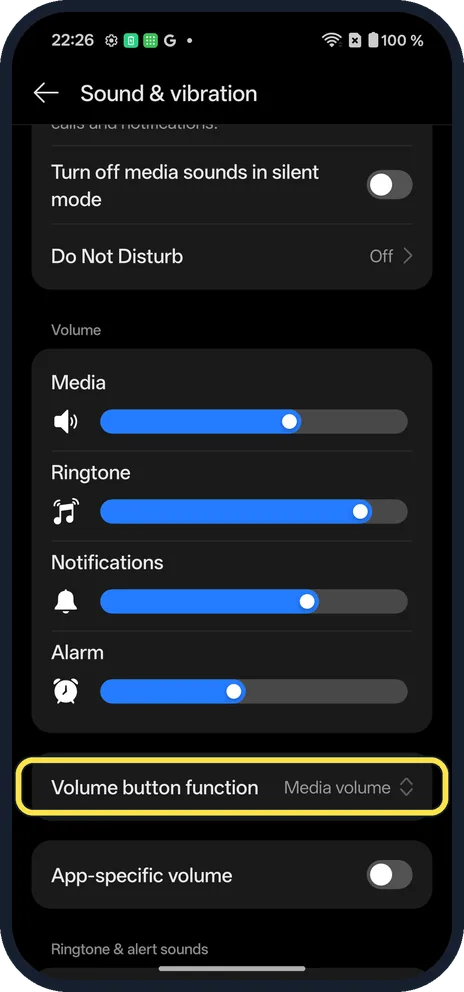 Android screenshot: Choose what the buttons change