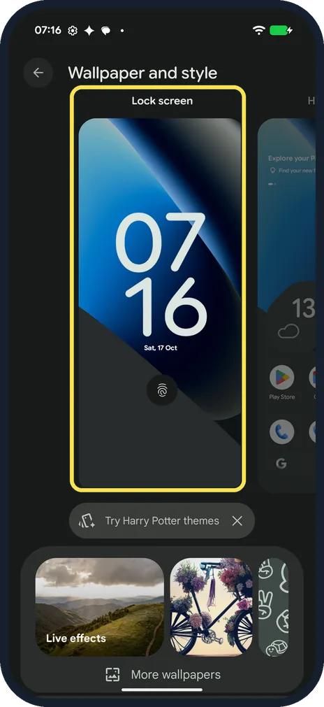 Android screenshot: Open Wallpaper and style