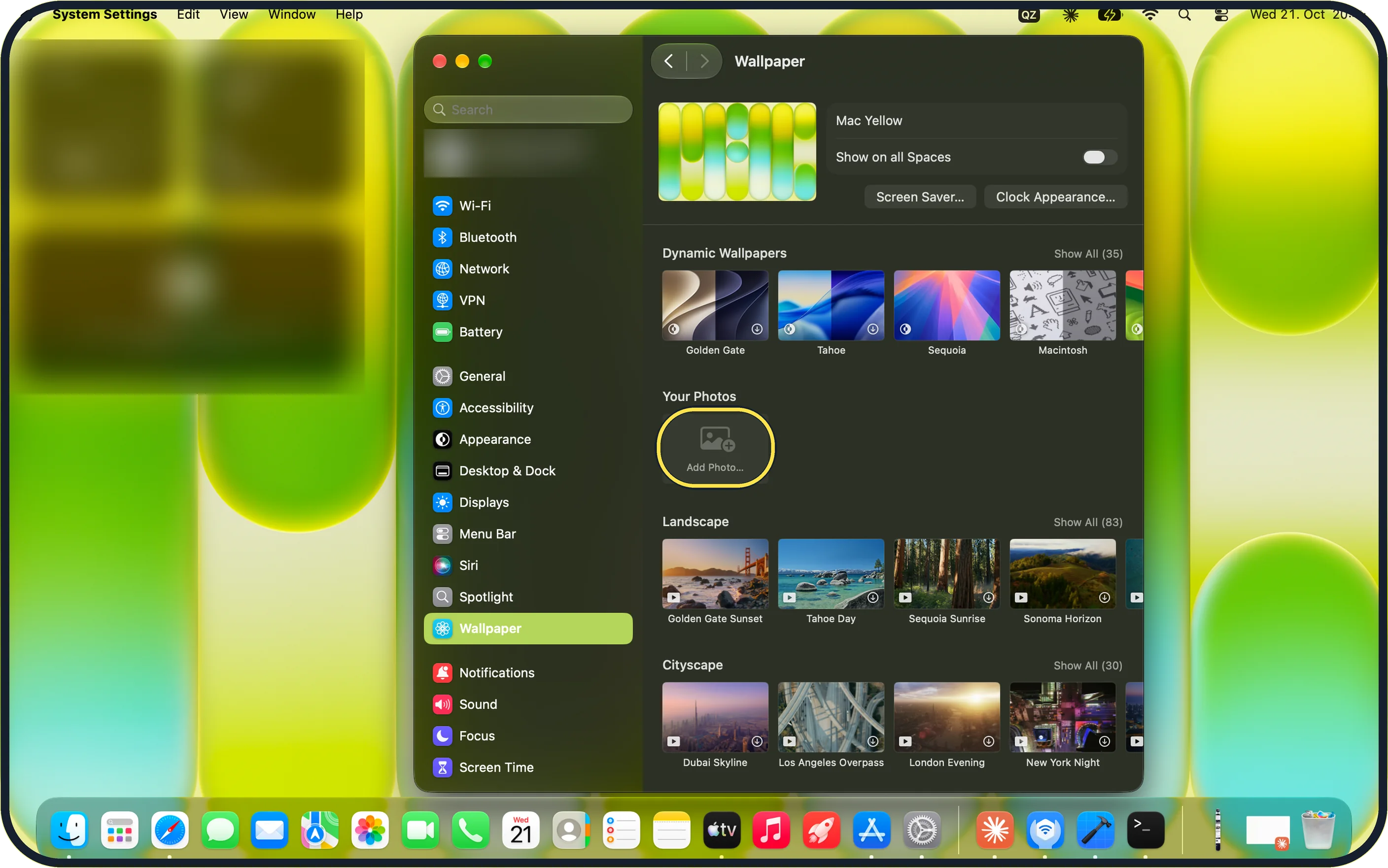 Mac screenshot: Use your own photo