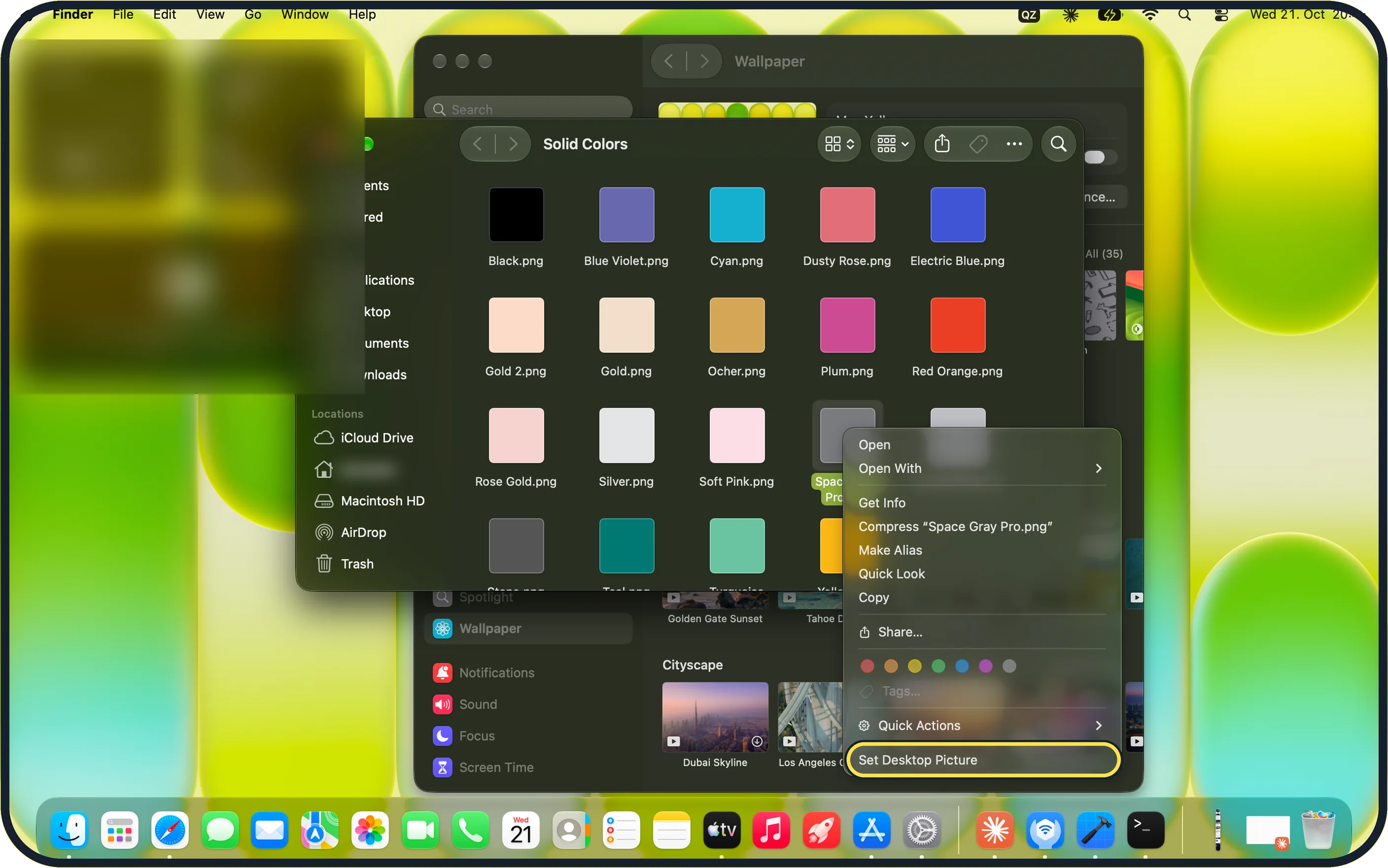 Mac screenshot: Set it from Finder