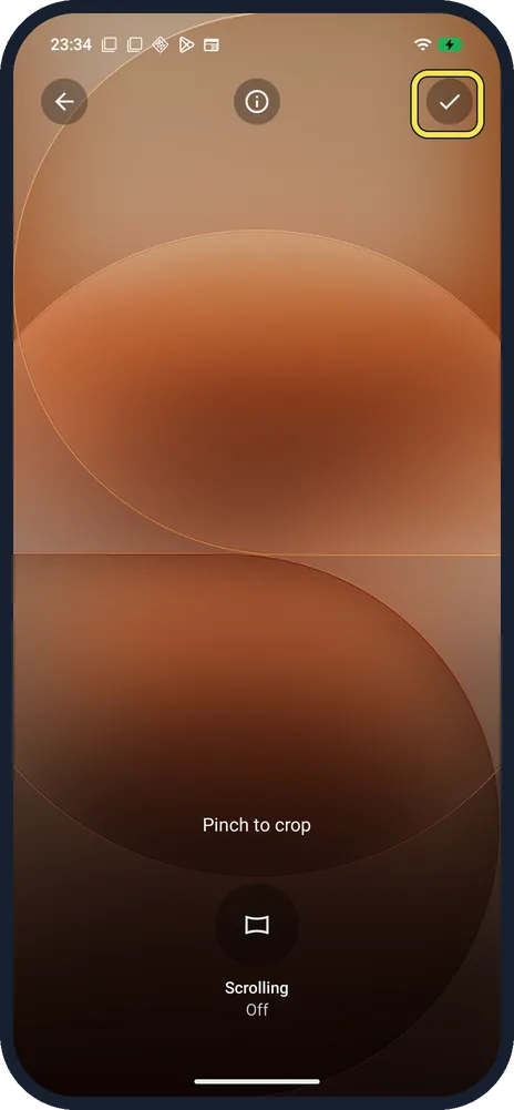 Android screenshot: Tap the tick