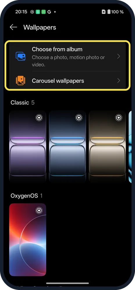 Android screenshot: Pick a wallpaper